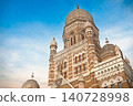 Mumbai Maharashtra India Jan 18 2026 Close up view of the massive central dome and architectural details of the Brihanmumbai Municipal Corporation building at dusk. 140728998