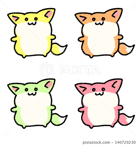 A set of cute and relaxed fox character illustrations (4 colors, color variations, transparent background) A set of cute and relaxed fox character illustrations (4 colors, color variations, transparent background) 140729230