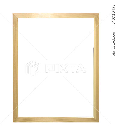 Golden frame on wall with empty poster space inside. Clean border encloses blank interior ready artwork insertion mockup. Contemporary design concept minimal gallery presentation template.. Golden frame on wall with empty poster space inside. Clean border encloses blank interior ready artwork insertion mockup. Contemporary design concept minimal gallery presentation template.. 140729453