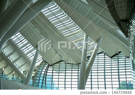 Interior of modern architecture, modern city building. Windows of building, interior design. Details of modern architecture. Building abstract. Building background. Interior of modern architecture, modern city building. Windows of building, interior design. Details of modern architecture. Building abstract. Building background. 140729898