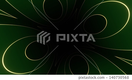 Abstract, luxurious dark green gradient background with gold flowing curve copy space 140730568