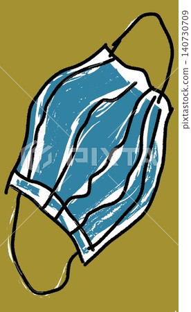 Blue Medical Face Mask Sketch Illustration for Healthcare Brochure Design Blue Medical Face Mask Sketch Illustration for Healthcare Brochure Design 140730709
