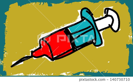Medical Syringe Red Liquid Pop Art Illustration for Health Blog Medical Syringe Red Liquid Pop Art Illustration for Health Blog 140730710