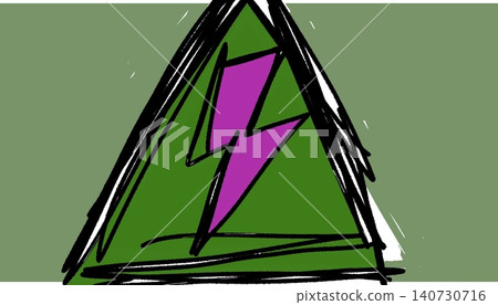 Green Triangle Warning Sign Purple Lightning Bolt Safety Poster Design Green Triangle Warning Sign Purple Lightning Bolt Safety Poster Design 140730716