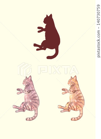 Sleeping cat (tabby, orange tabby) - silhouette Sleeping cat (tabby, orange tabby) - silhouette 140730759