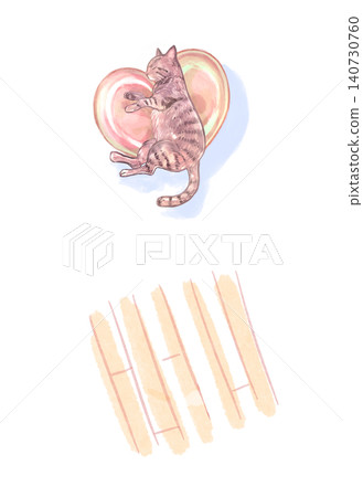 A tabby cat sleeping indoors. A tabby cat sleeping indoors. 140730760