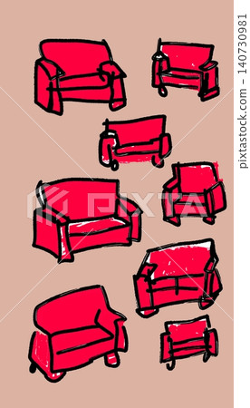 Red Sofa Couch Seamless Pattern for Furniture Catalog Red Sofa Couch Seamless Pattern for Furniture Catalog 140730981