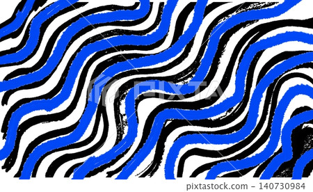 Abstract Blue Black Wavy Lines Seamless Pattern for Packaging 140730984