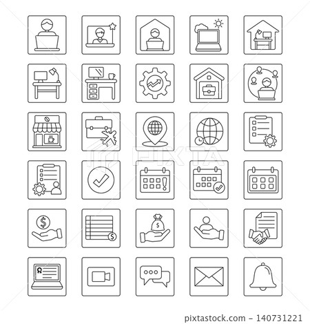 Freelance and Remote Work Line Icons Set vector design templates simple and modern Freelance and Remote Work Line Icons Set vector design templates simple and modern 140731221