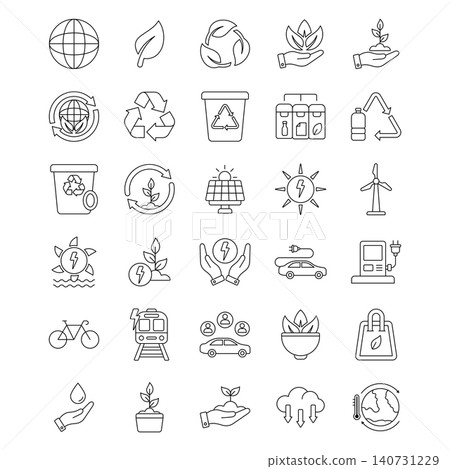 Ecology and Sustainability Line Icons Set vector design templates simple and modern concept Ecology and Sustainability Line Icons Set vector design templates simple and modern concept 140731229