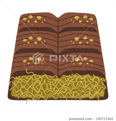 Dubai chocolate bar with kadayif filling and pistachio Dubai chocolate bar with kadayif filling and pistachio 140731902