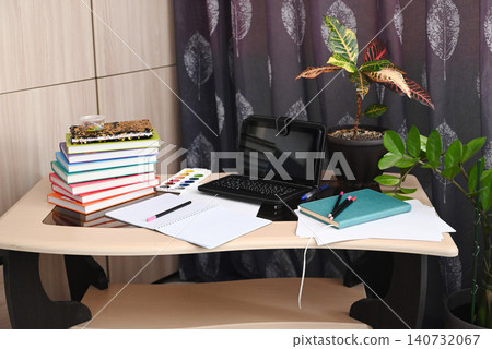 Small office with desk and couch setup Small office with desk and couch setup 140732067