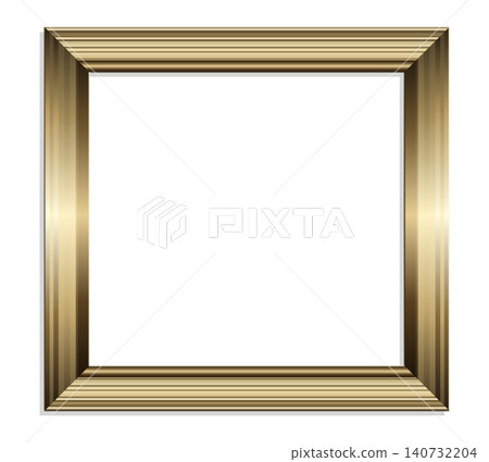 Square metallic gold frame stepped ribbed polished brass finish 140732204