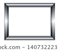 Rectangular metallic frame chrome style silver border on white 140732223