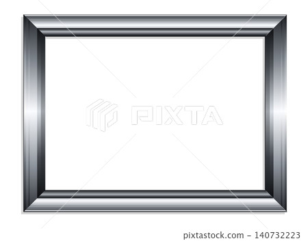 Rectangular metallic frame chrome style silver border on white Rectangular metallic frame chrome style silver border on white 140732223