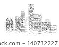 Abstract city skyline halftone with horizontal lines black white 140732227
