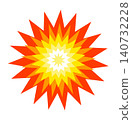 Radial starburst vector flat illustration orange yellow gradient 140732228