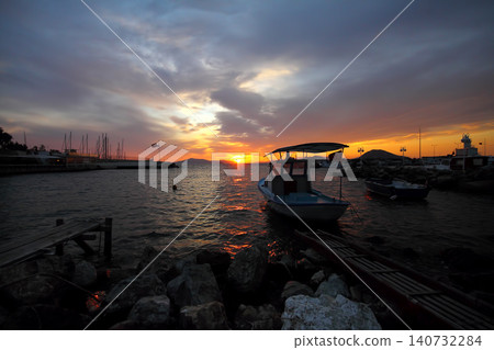 Seaside town of Turgutreis and spectacular sunsets Seaside town of Turgutreis and spectacular sunsets 140732284