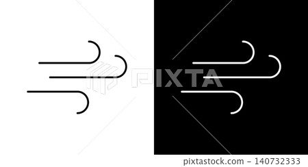A strong wind icon. A set of monochrome vector illustrations in black and white. A strong wind icon. A set of monochrome vector illustrations in black and white. 140732333