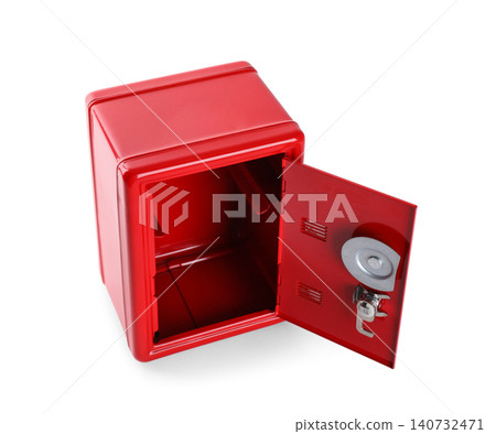 Open red steel safe isolated on white Open red steel safe isolated on white 140732471