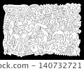 Graffiti video games doodles hand drawn vector illustration , background design element 140732721
