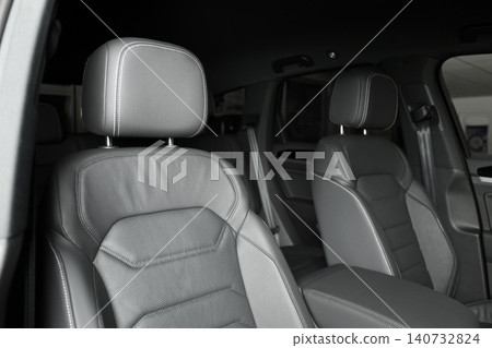 Modern car interior with comfortable leather seats Modern car interior with comfortable leather seats 140732824