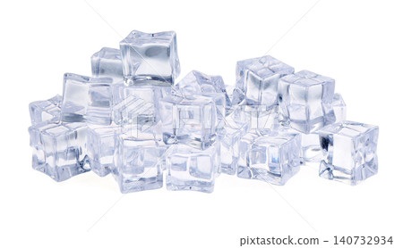 Crystal clear ice cubes isolated on white 140732934