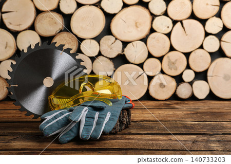 Set of modern carpenter's tools on wooden table. Space for text Set of modern carpenter's tools on wooden table. Space for text 140733203