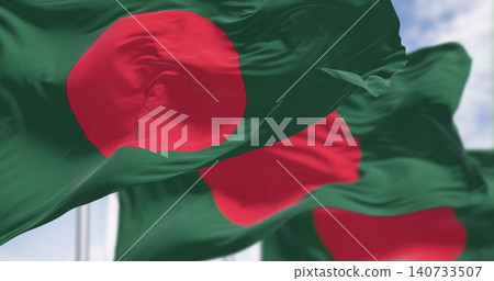 Close-up of national flag of Bangladesh waving in the wind on a clear day Close-up of national flag of Bangladesh waving in the wind on a clear day 140733507