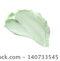 Aloe vera or green tea beauty face cream swatch isolated on white background. Green cosmetic lotion smear. Organic shampoo texture smudge. Cleansing cosmetic product. Natural herbal skincare texture. 140733545