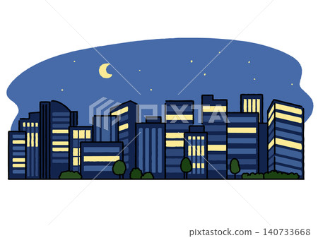 一幅描繪星空下夜景的簡單插圖。 一幅描繪星空下夜景的簡單插圖。 140733668