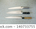 Three types of long-bladed knives (yanagiba knife, gyuto knife, fillet knife) 140733755
