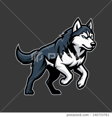 husky mascot logo illustration vector design template simple and modern style 140733761