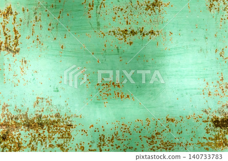 Peeling green paint old worn metal texture weathered iron dirty background rough steel grunge color obsolete 140733783