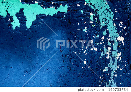 Peeling blue paint abstract pattern old worn metal texture weathered iron dirty background rough steel grunge navy color 140733784