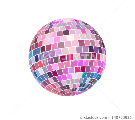 Shiny disco ball with pink, blue and and purple mirror mosaic tiles and sparkling reflections. Retro Shiny disco ball with pink, blue and and purple mirror mosaic tiles and sparkling reflections. Retro 140733925