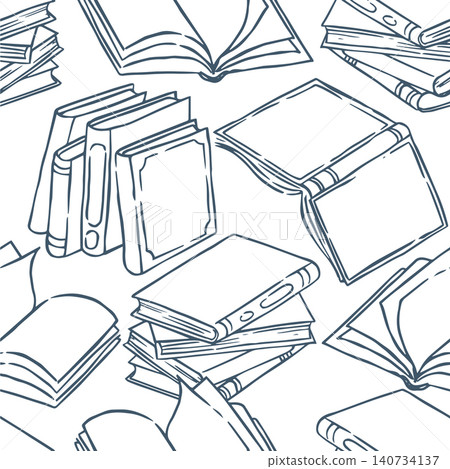 seamless pattern with books. vintage illustration in sketch style. seamless pattern with books. vintage illustration in sketch style. 140734137