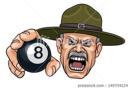 Drill Instructor Sergeant Billiards Pool Mascot Drill Instructor Sergeant Billiards Pool Mascot 140734224