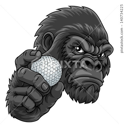 Gorilla Ape Golf Ball Sports Team Mascot Cartoon Gorilla Ape Golf Ball Sports Team Mascot Cartoon 140734225