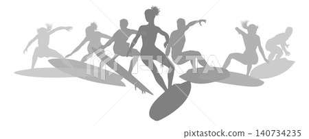 Surfer Surfboard Surfers Men Women Silhouettes Surfer Surfboard Surfers Men Women Silhouettes 140734235