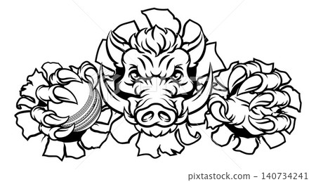 Boar Wild Hog Razorback Warthog Pig Cricket Mascot Boar Wild Hog Razorback Warthog Pig Cricket Mascot 140734241
