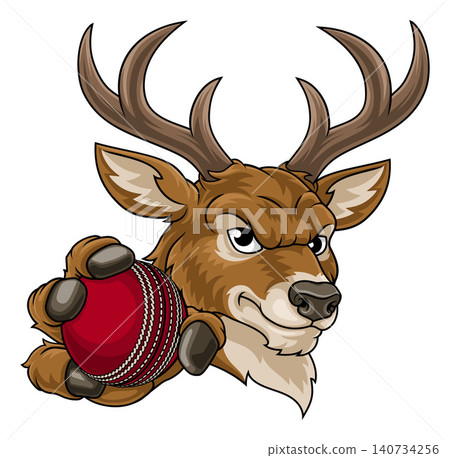 Stag Antlers Deer Cricket Team Mascot Cartoon Stag Antlers Deer Cricket Team Mascot Cartoon 140734256