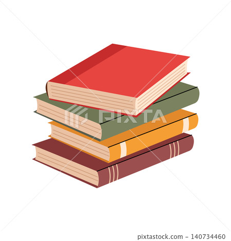 Stack of four colorful hardcover books isolated on white background vector illustration Stack of four colorful hardcover books isolated on white background vector illustration 140734460