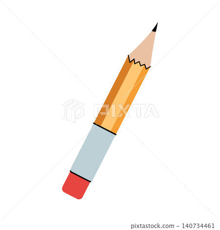 Simple wooden pencil with eraser vector illustration isolated on white background Simple wooden pencil with eraser vector illustration isolated on white background 140734461