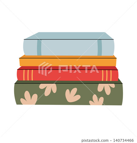Stack of four books with patterned covers isolated on white background vector illustration Stack of four books with patterned covers isolated on white background vector illustration 140734466