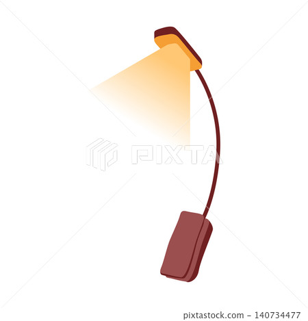 Electric clip-on reading lamp with yellow light shine isolated on white background Electric clip-on reading lamp with yellow light shine isolated on white background 140734477