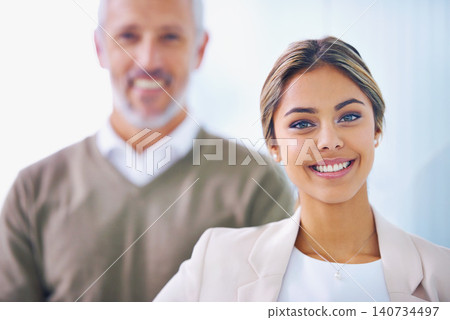 Happy, internship and portrait of woman in office for corporate work, job and accounting at startup. Business person, smile and face of employee with confidence for finance, company and pride 140734497