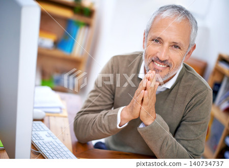 Senior, businessman and portrait of ceo at desk with happiness, experience and confidence in office. Entrepreneur, face or executive at workspace with smile for corporate career or company management Senior, businessman and portrait of ceo at desk with happiness, experience and confidence in office. Entrepreneur, face or executive at workspace with smile for corporate career or company management 140734737