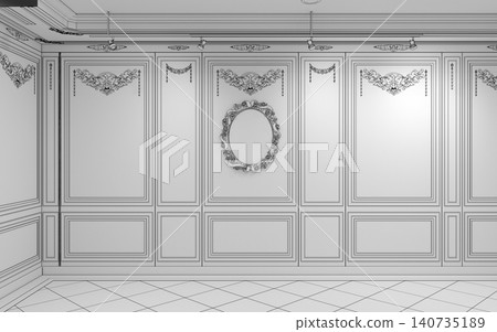 empty pavilion, interior visualization, 3D illustration empty pavilion, interior visualization, 3D illustration 140735189