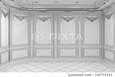 empty pavilion, interior visualization, 3D illustration empty pavilion, interior visualization, 3D illustration 140735193